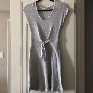 Caution To The Wind mini dress, gray and white, tie in front, size M